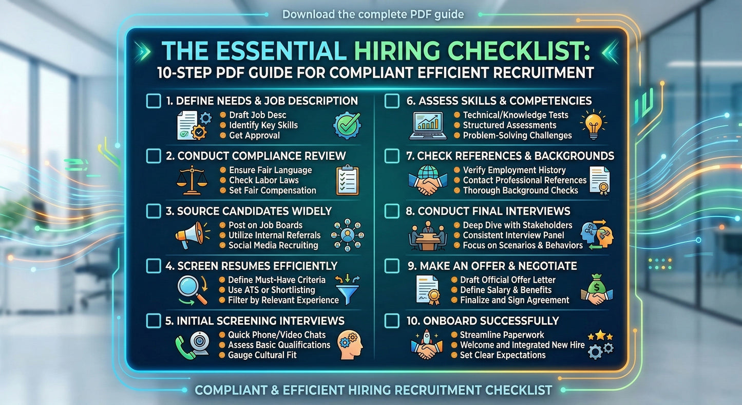 The Essential Hiring Checklist: 10-Step PDF Guide for Compliant Efficient Recruitment